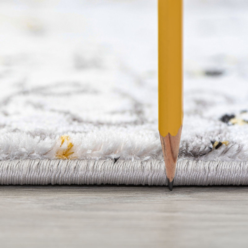 Tapis jaune / gris Electra, Rectangle 7 pi 10 po x 10 pi 2 po
