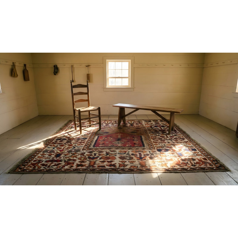 Antique Bergama Turkish Medallion Knotted Rug