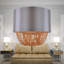 23cm H Cotton Drum Pendant Shade ( Uno ) in Grey With Copper Beads
