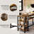 Bar Table Set For 2 With 4 Storage Shelves, 47" Industrial Breakfast Table And 2 Upholstered  Counter Stools W/ Backrest And Footrest, 3-Piece Dining Set For 2, Space Saving Bar Height Table And Chairs For Kitchen,Dining Room, Living Room, Studio, Pub-359164904-359164905