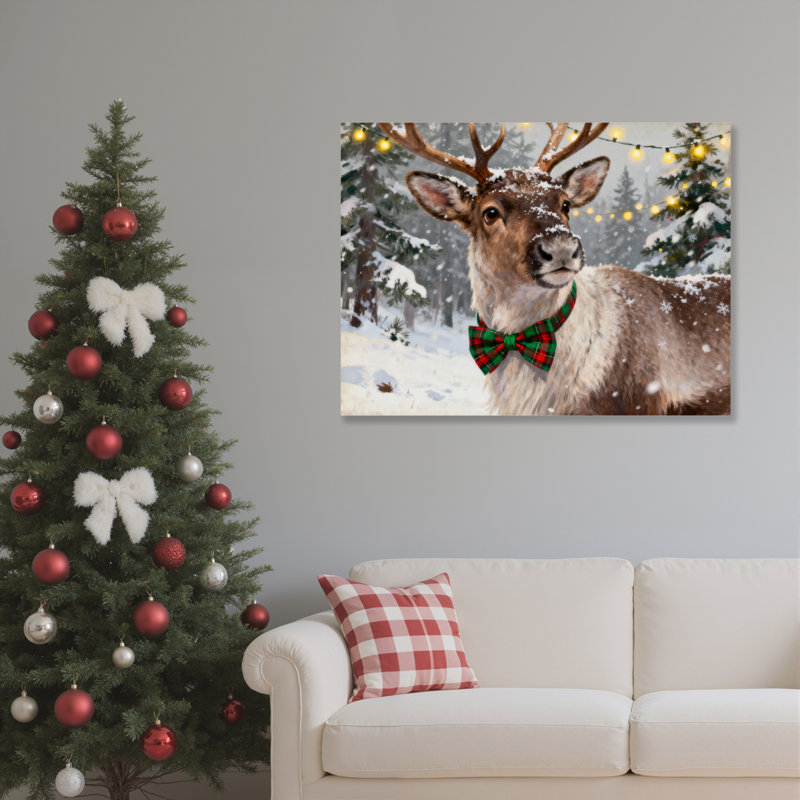 «Reindeer Snow», art mural sur toile, H 12 po x l 18 po