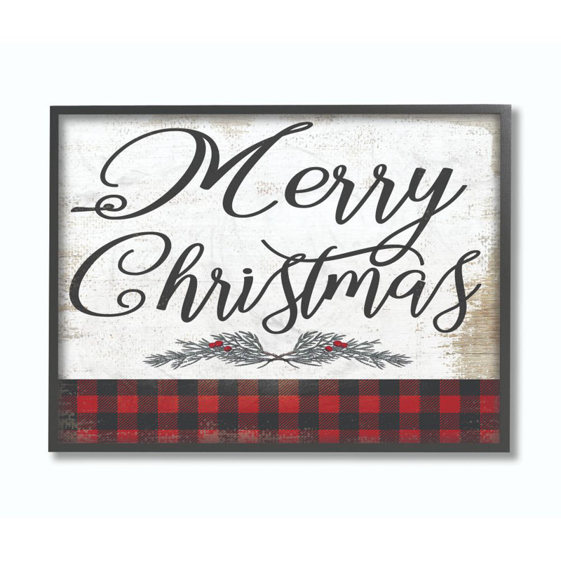 «Merry Christmas Mistletoe», reproduction d'art textuel, Giclée encadrée noir minuit, H 24 po x l 30 po