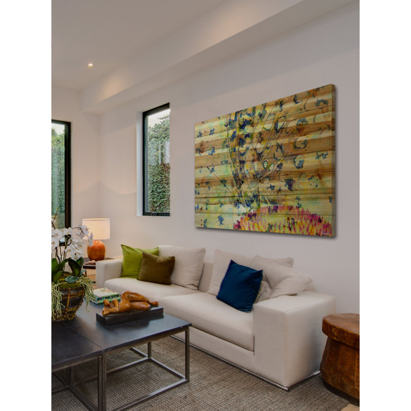 « papillon » par parvez taj,, reproduction d’art sur bois de pin naturel, 40 po x 60 po