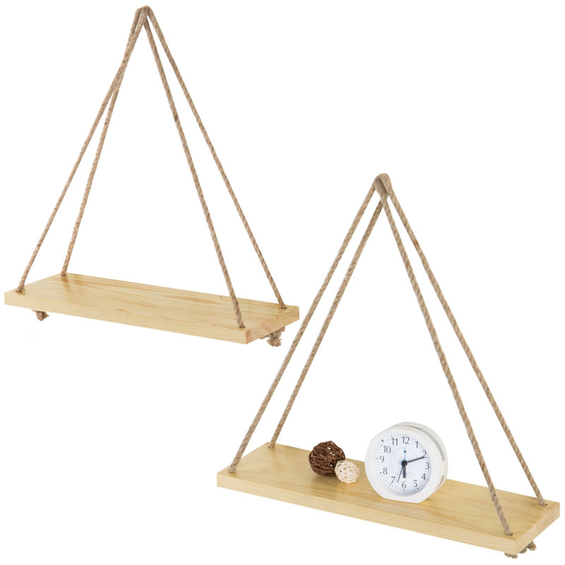 Ariadnne Triangle Pine Solid Wood Floating Shelf, 44.5 cm H x 43.2 cm W x 13.5 cm D, Brown