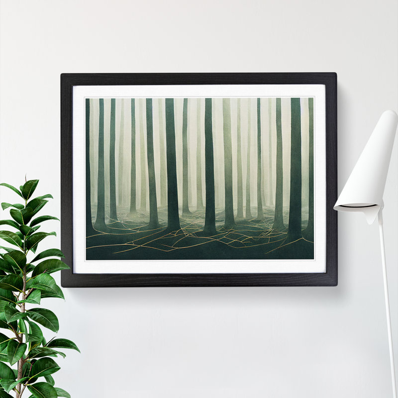 Forest Mist - Single Picture Frame Print, 46cm H x 64cm W x 2cm D, Black