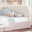 Lit simple tapissier pour enfant Montessori, plateforme semi-fermée avec profil bas-490528937-490528936