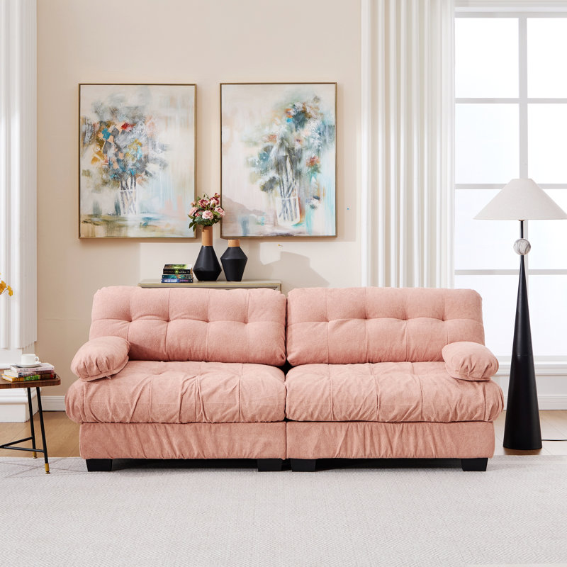 Sofa capitonné, canapé deux places pour salon, Tissu vert