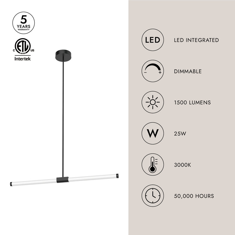 1 - Light LED Pendant, Black
