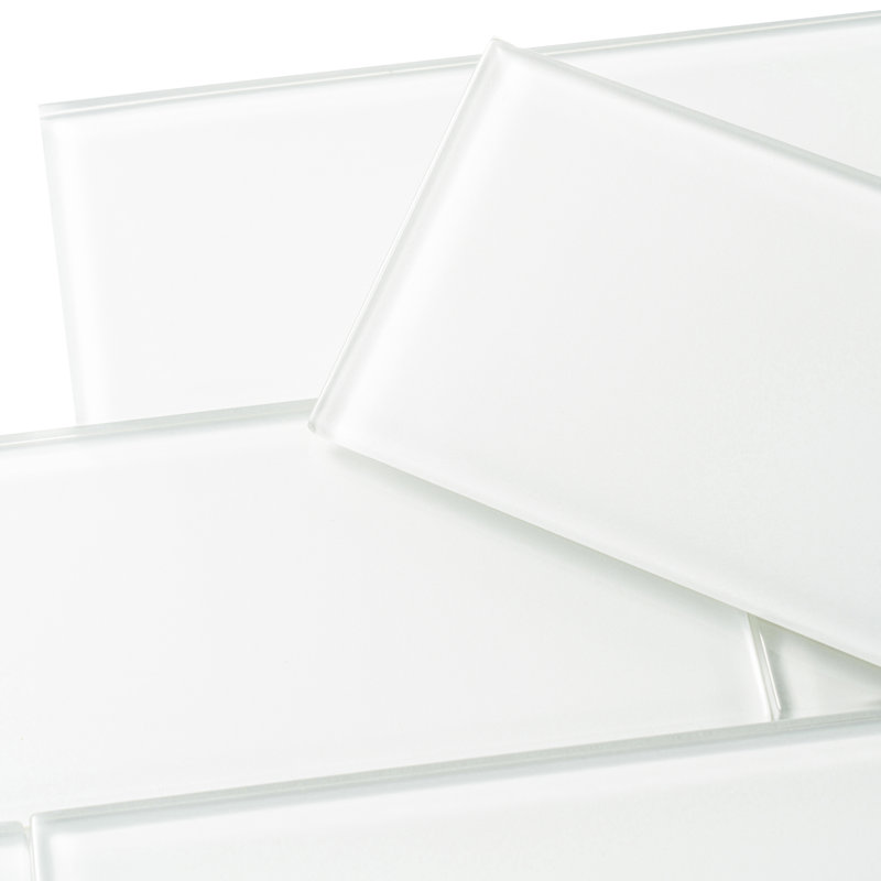 3" x 9" Glass Subway Tile, Bright White