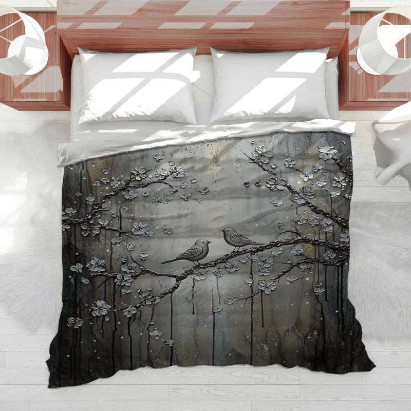 Birds Bedding Nature Duvet Cover Shabby Chic, Twin Duvet Cover