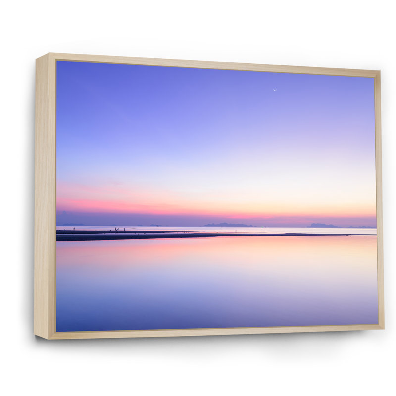«Vibrant Panoramic Tropical Seascape Sunset III», reproduction d'art sur toile nautique et côtière, Cadre flottant brun