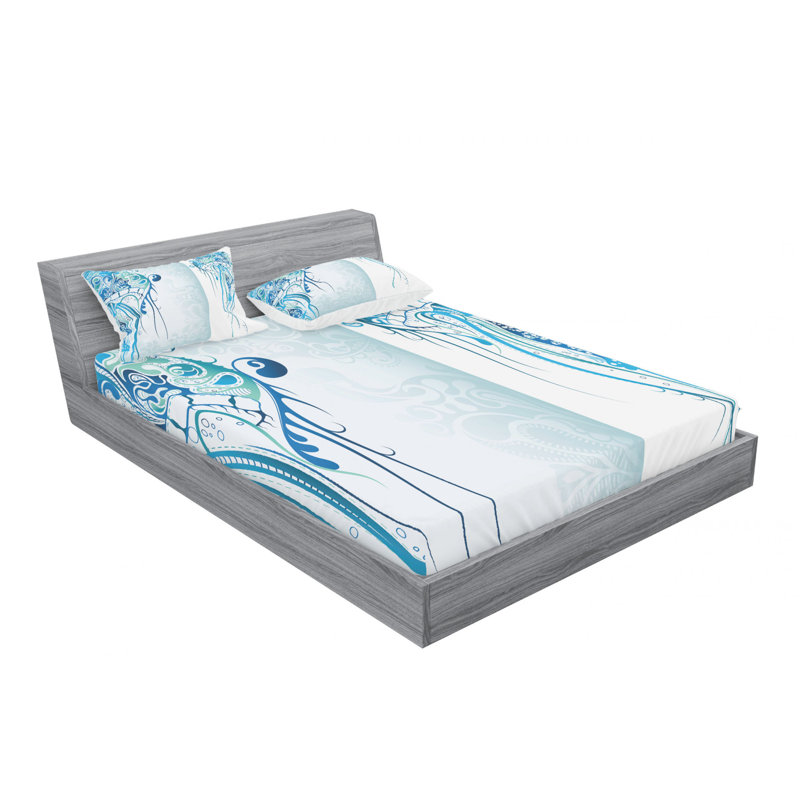 Microfiber Paisley Sheet Set, Queen Sheet Set with Fitted Sheet