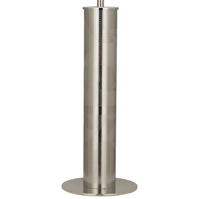 Ascot White Fabric Drum Shade Polished Nickel Table Lamp