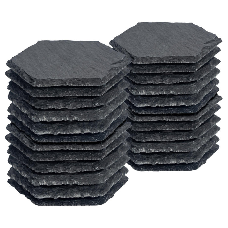 Stone Agate Ceramic Jute Leather Crystal Hexagon Round 24 Piece Coaster Set