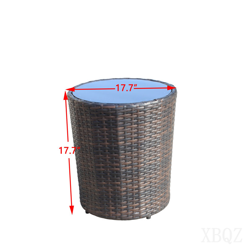 Table basse ronde pour l'extérieur avec mobilier en verre trempé noir