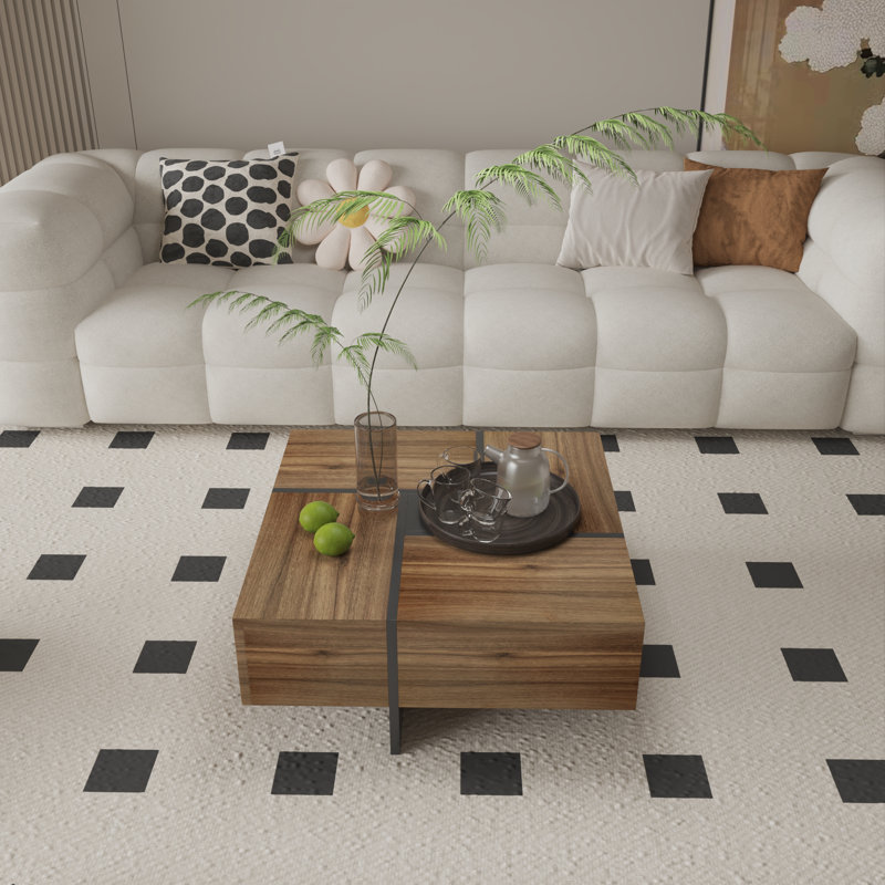 Bunita Pedestal Coffee Table with Storage, Walnut