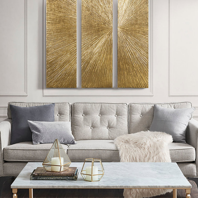 Hand Painted Resin Wall Art - Modern Abstract With Metallic Gold Sparkle, Indoor 3 In Attraction, For Use