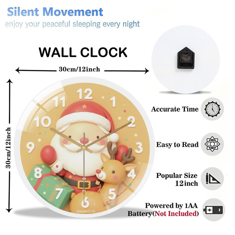 Horloge murale de Noël 12 po