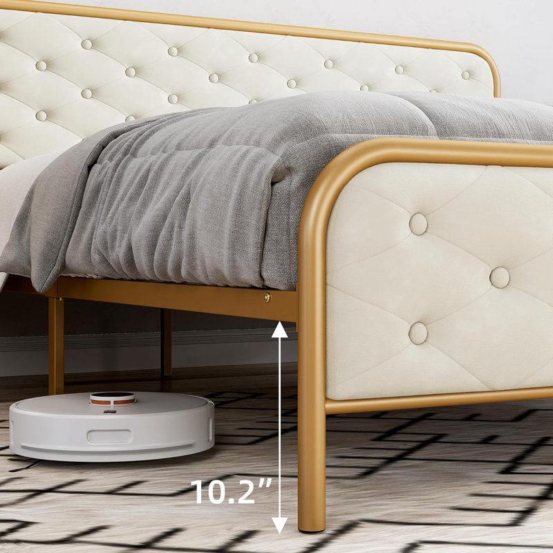 Shenya Upholstered Platform Bed, Full, White