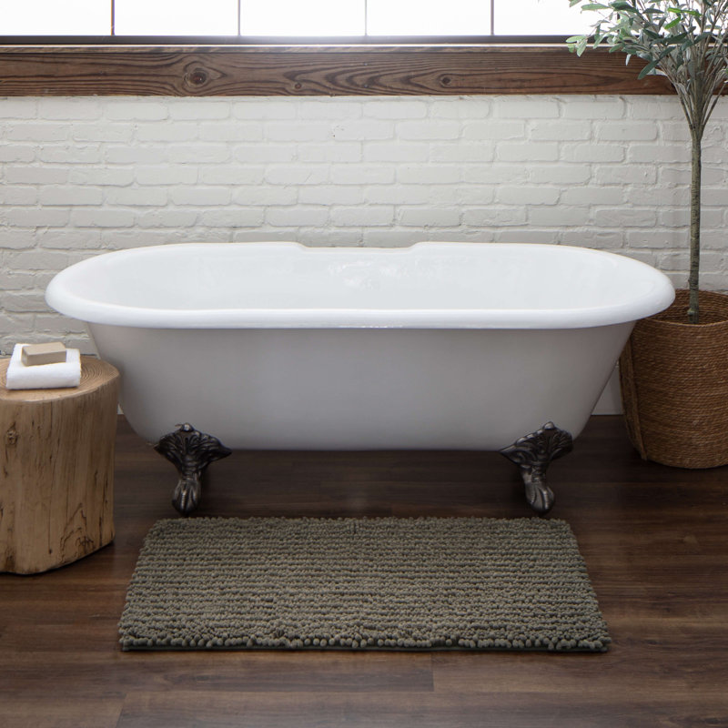 Tapis de bain antidérapant Tamayo, L 20 po x L 34 po, Gris froid