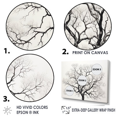 Minimalism Black And White Trees Oak - Tree Oak Large Wall Art