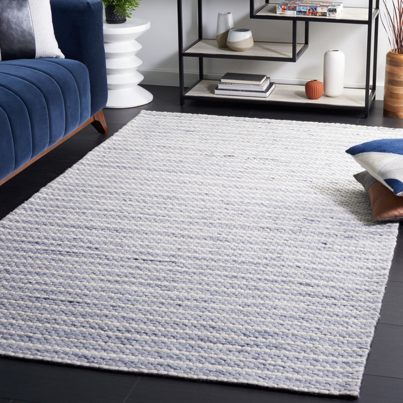 Ese Hand Woven Wool And Cotton With Latex Solid Color Rug, Rectangle 5' x 8'