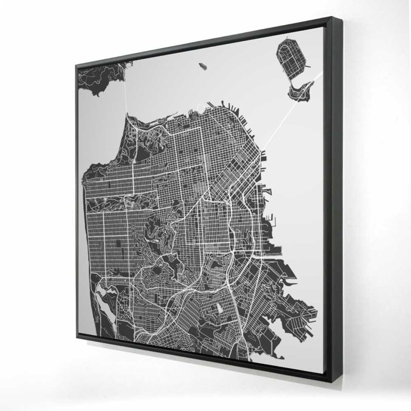 San Francisco, carte graphique, H 37,25 po x l 37,25 po