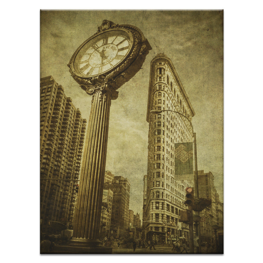 'Flatiron Clock' by Andrew Paranavitana Photographic Print on Wrapped Canvas