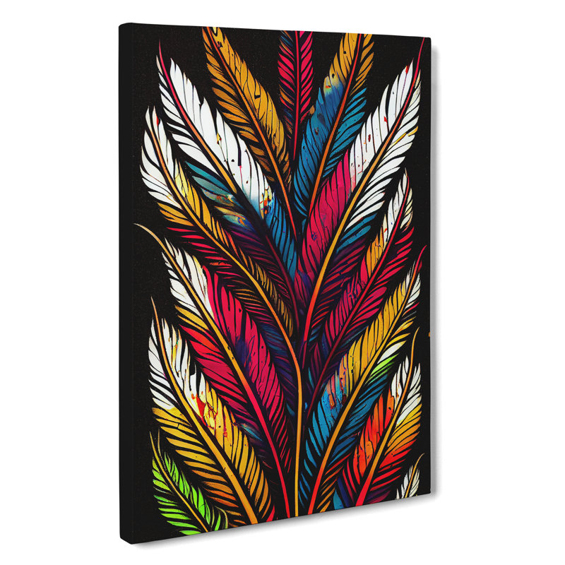 Splashed Feathers No.1 Abstract - Wall Art, 50cm H x 35cm W, Wrapped Canvas, No Matte