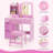 Kids Vanity Set Princess Dressing Table & Chair With Mirror 2-color Led Lights-1877545482