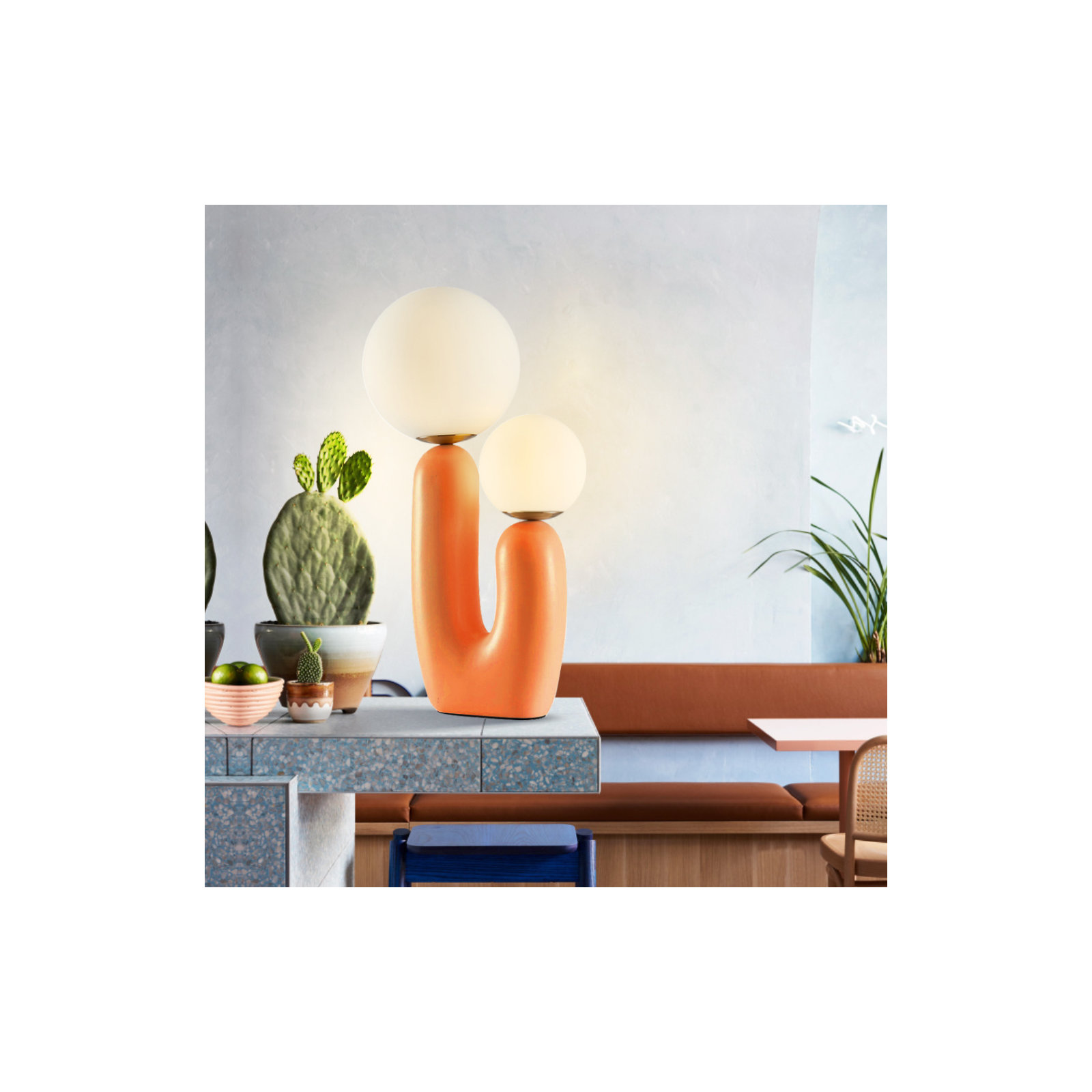 Yuma Resin Table Lamp, Orange
