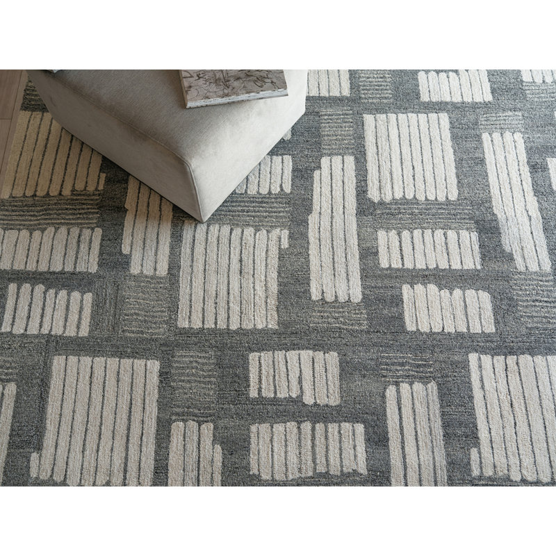 Naturals Handmade New Zealand Wool Ivory/Silver Area Rug, Rectangle 2' x 3'