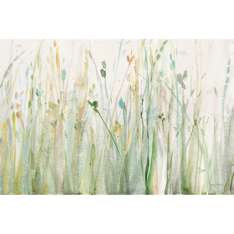 " Spring Grasses II " by Avery Tillmon, Gold Framed Canvas, 12" H x 18" W, Gold
