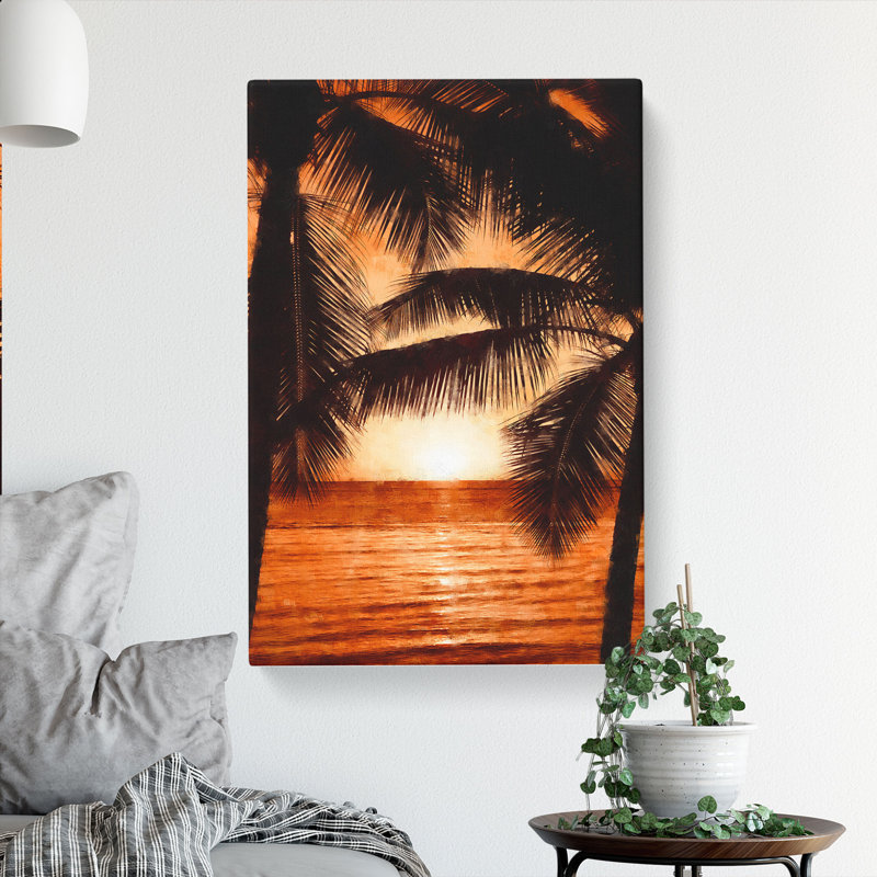 Palm Tree Sunset - Wrapped Canvas, 91cm H x 60cm W x 3cm D