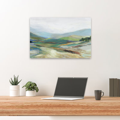 Hills and Fields Misty Landscape Art