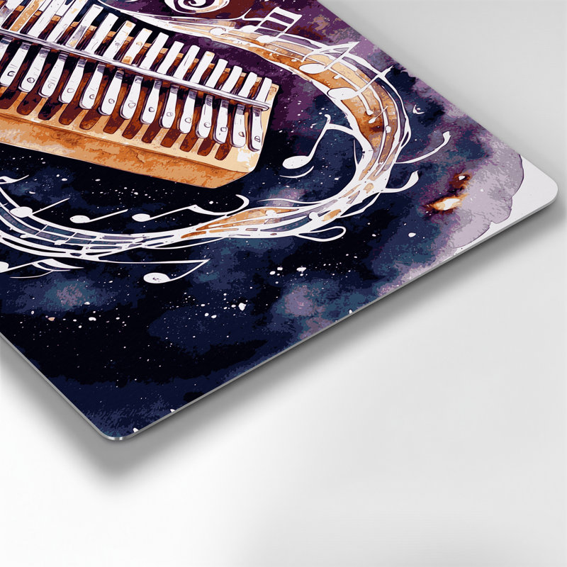 «Music Kalimba», art mural en métal mauve, H 11 po x l 14 po
