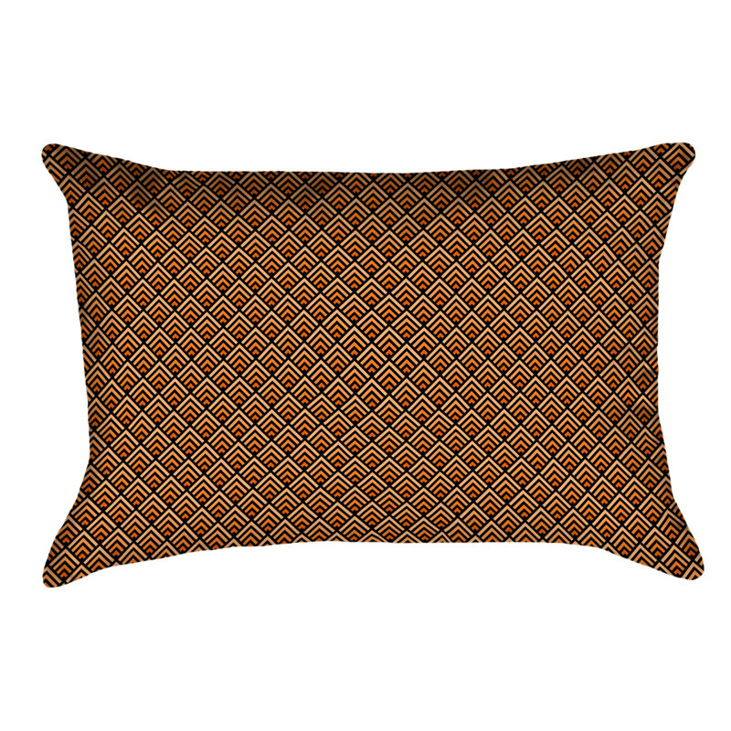Coussin Katelyn Elizabeth, Faux lin, Noir / orange