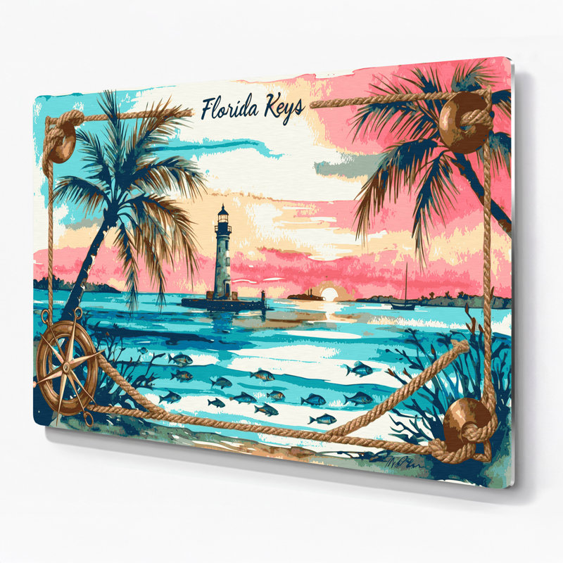 Nautique, Florida Keys, art mural en métal brun, H 11 po x l 14 po