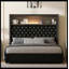 Structure de lit double capitonnée en velours pleine grandeur avec port USB et veilleuse, tête de lit haute 52 po avec rivets, lit plateforme à oreilles avec tablette de tête de lit, noir-35018449