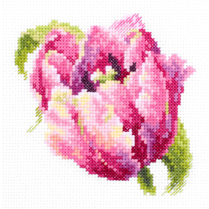 Pink Tulip Counted Cross Stitch Kit by Magic Needle 150-013