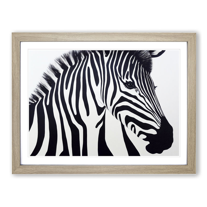 Zebra Portrait Vol.1 - Framed Print, 46cm H x 64cm W x 2cm D, Oak