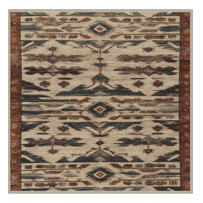 Machine Washable Turkish Brown Area Rug, Square 3'