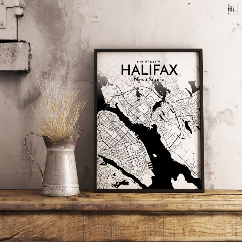 « halifax city map », reproduction d’impression sur affiche en encre, H 17 po x l 11 po