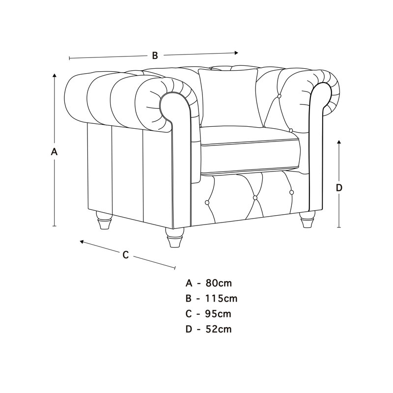 Melrose 115Cm Wide Tufted Genuine Leather Armchair, Walnut, Cloud Grey