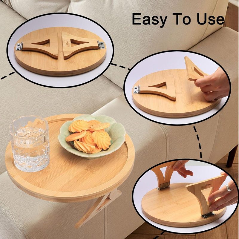 Bamboo Couch Arm Tray, Couch Arm Table For TV Remote Control/Cel...
