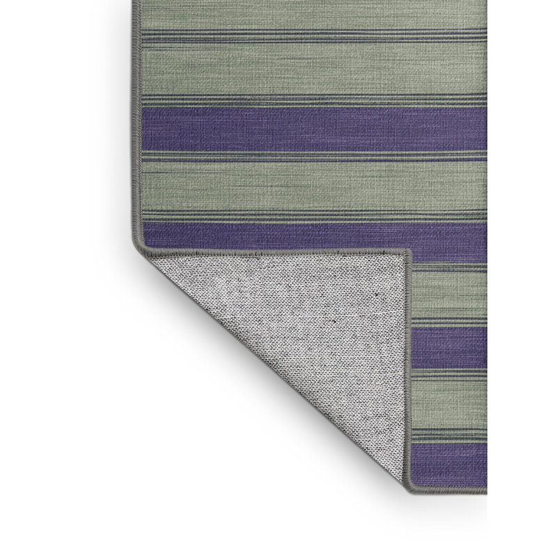 Tapis brun à rayures horizontales lavable à la machine, Rectangulaire 7 pi x 10 pi