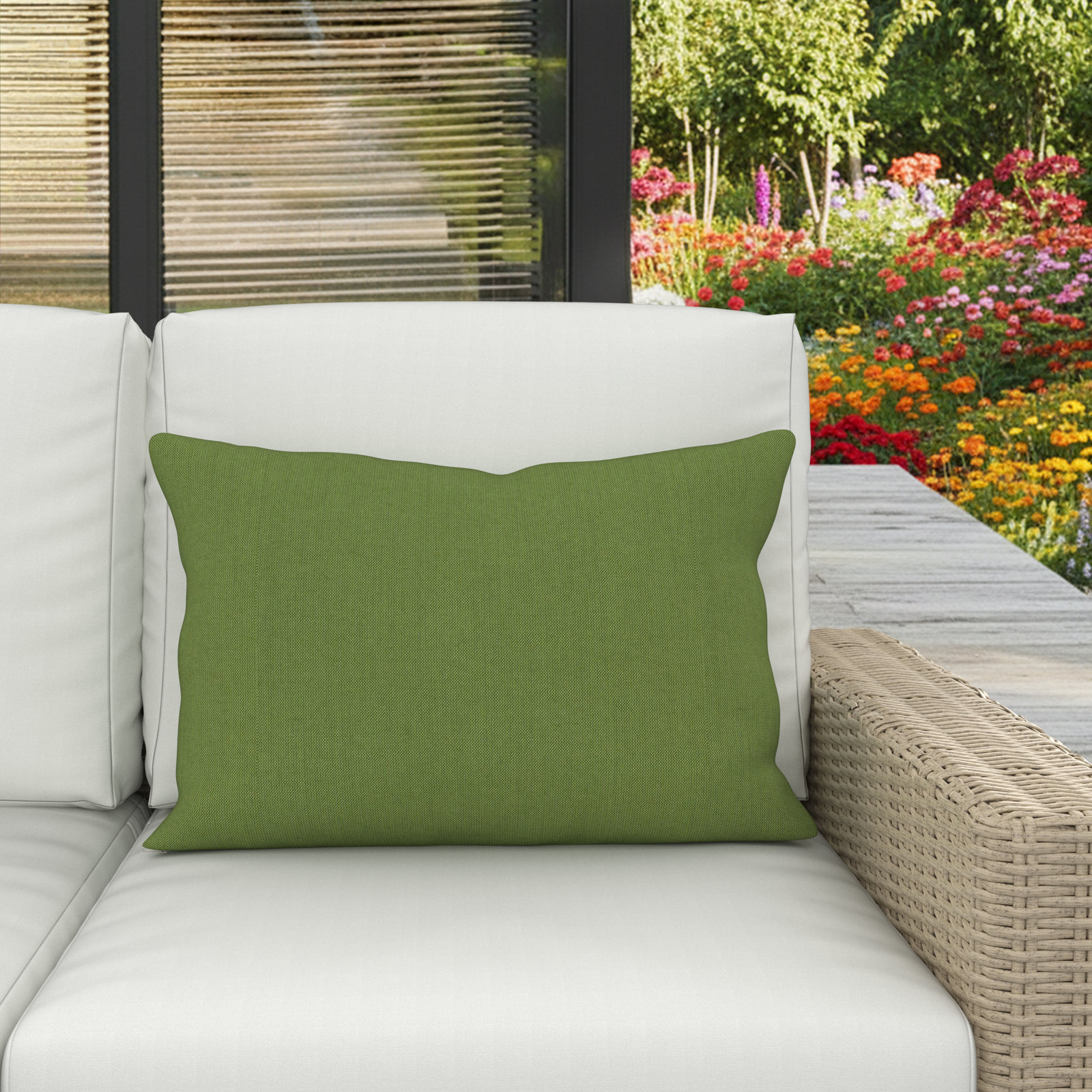 Amala 20" x 3" Sunbrella® Throw Pillow, Spectrum Cilantro