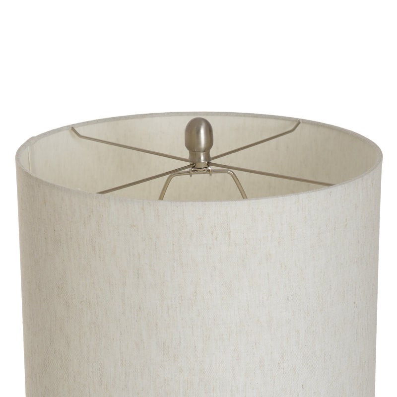 Lampe de table traditionnelle - noir Malte, argent - abat-jour avoine clair