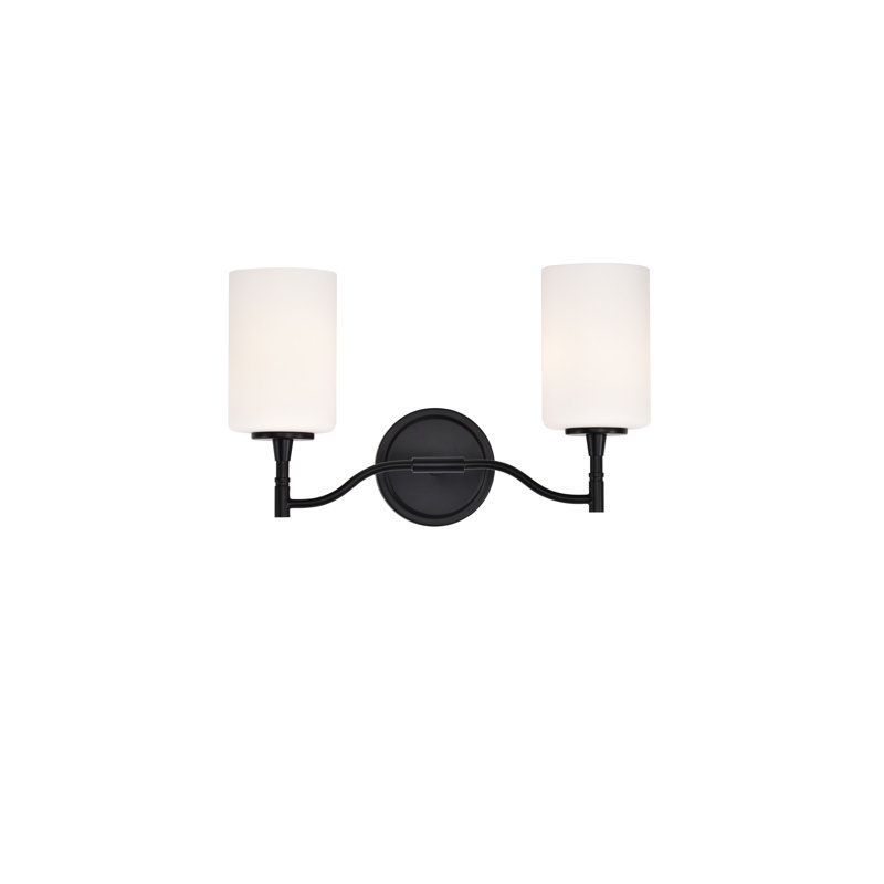 Coiffeuse Lawrie - verre opale Lawrie, H 9,63 po x l 16 po x P 6,5 po, Noir mat, Deux lumières