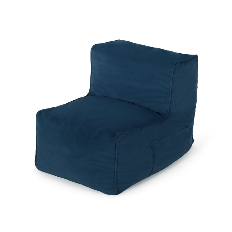 Petit fauteuil à billes en velours, Velours bleu marine